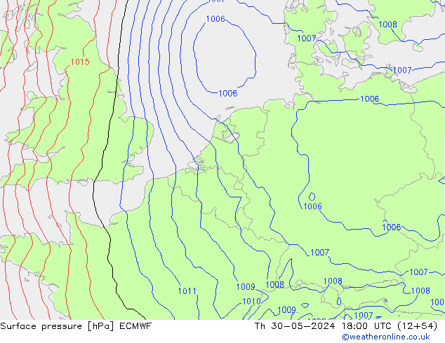 Luchtdruk (Grond) ECMWF do 30.05.2024 18 UTC