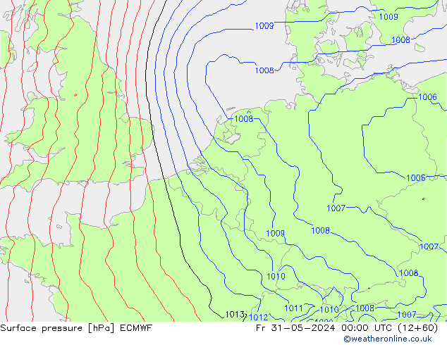 Surface pressure ECMWF Fr 31.05.2024 00 UTC