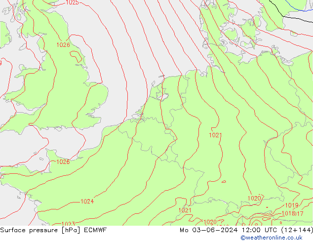 Surface pressure ECMWF Mo 03.06.2024 12 UTC