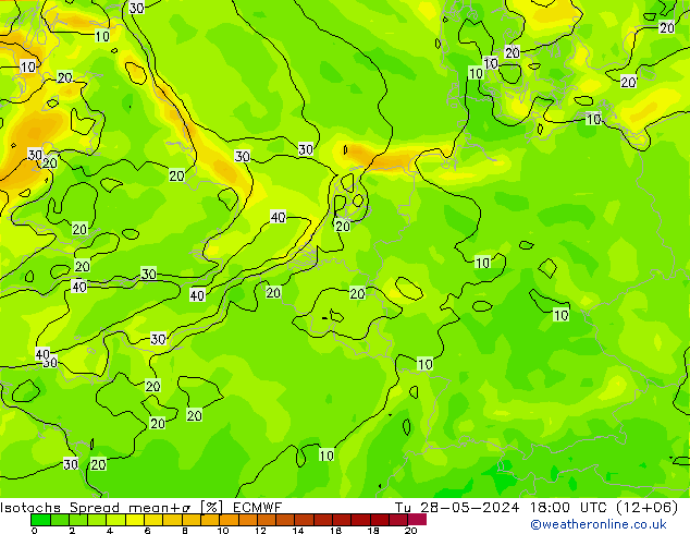 Isotachen Spread ECMWF Di 28.05.2024 18 UTC