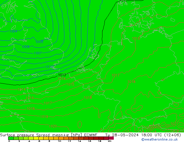 Bodendruck Spread ECMWF Di 28.05.2024 18 UTC