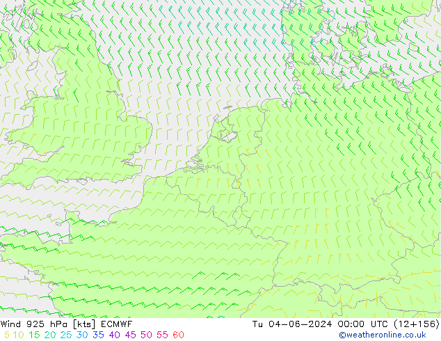 Wind 925 hPa ECMWF Tu 04.06.2024 00 UTC