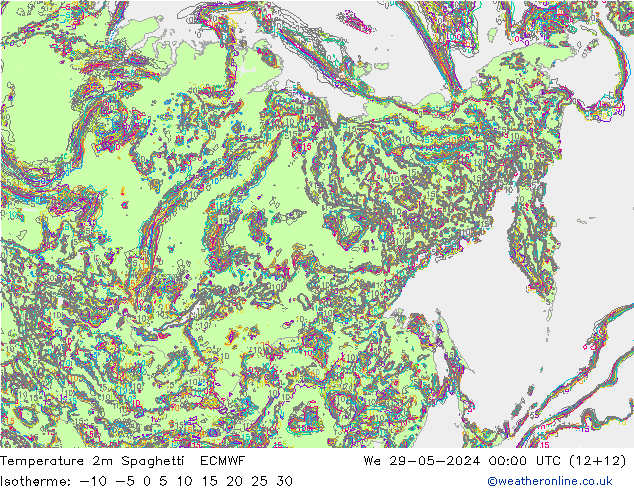 mapa temperatury 2m Spaghetti ECMWF śro. 29.05.2024 00 UTC