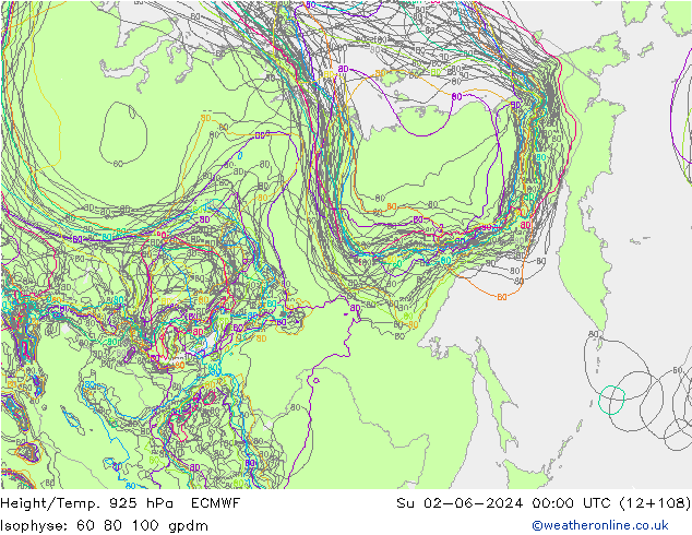 Hoogte/Temp. 925 hPa ECMWF zo 02.06.2024 00 UTC
