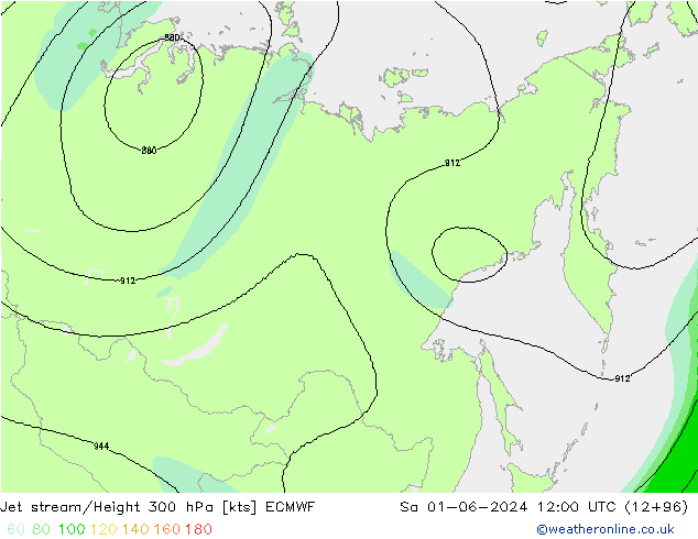 Jet stream/Height 300 hPa ECMWF Sa 01.06.2024 12 UTC