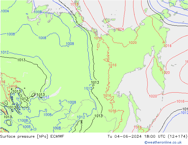 Presión superficial ECMWF mar 04.06.2024 18 UTC