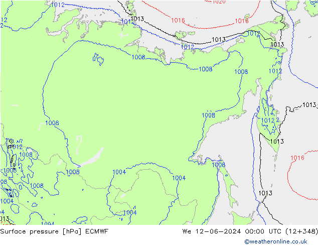 Bodendruck ECMWF Mi 12.06.2024 00 UTC