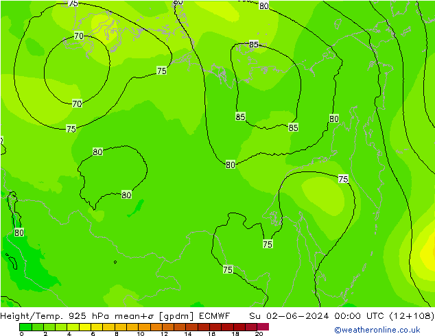 Yükseklik/Sıc. 925 hPa ECMWF Paz 02.06.2024 00 UTC