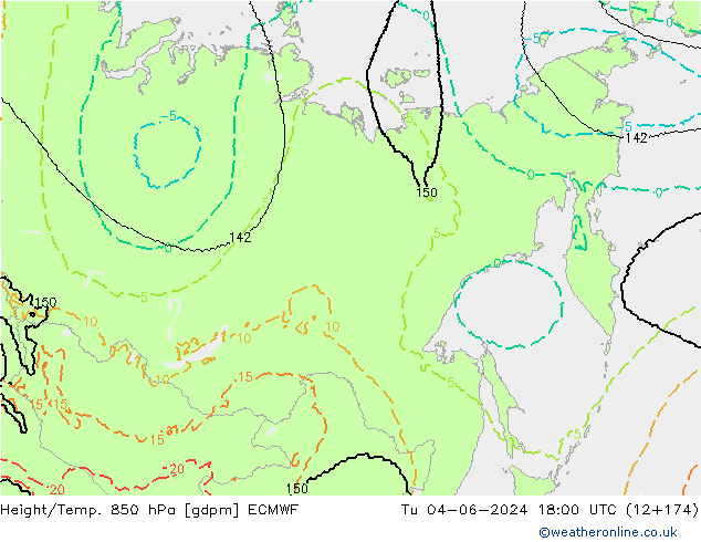 Height/Temp. 850 hPa ECMWF wto. 04.06.2024 18 UTC