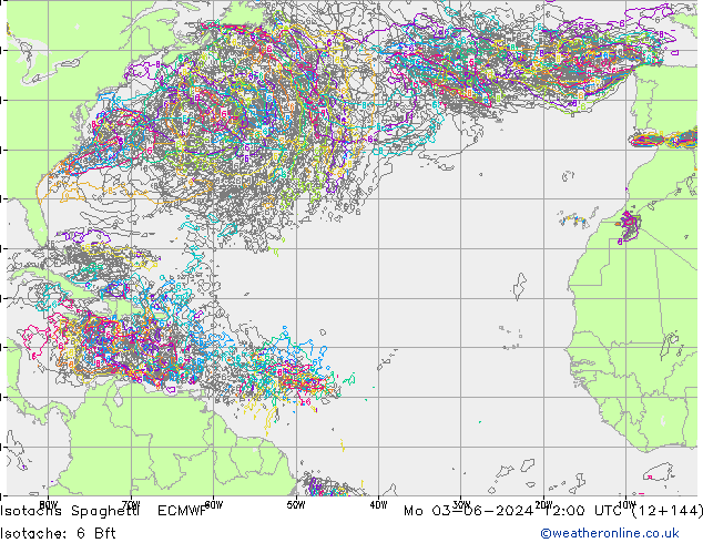 Isotachs Spaghetti ECMWF пн 03.06.2024 12 UTC