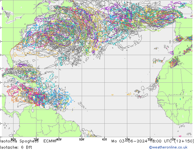 Isotachen Spaghetti ECMWF ma 03.06.2024 18 UTC