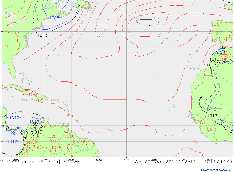 Pressione al suolo ECMWF mer 29.05.2024 12 UTC