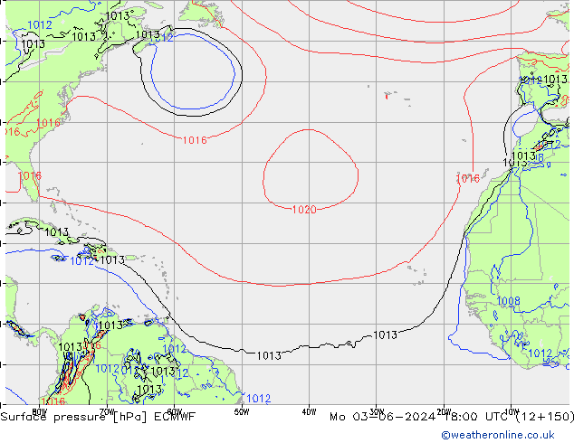 Surface pressure ECMWF Mo 03.06.2024 18 UTC