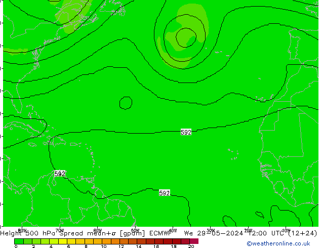 Height 500 hPa Spread ECMWF We 29.05.2024 12 UTC