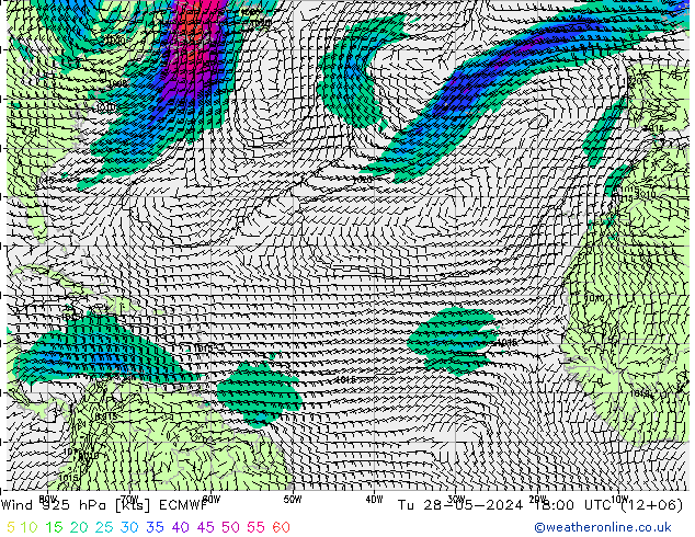 Wind 925 hPa ECMWF Tu 28.05.2024 18 UTC