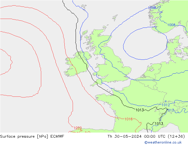 Surface pressure ECMWF Th 30.05.2024 00 UTC