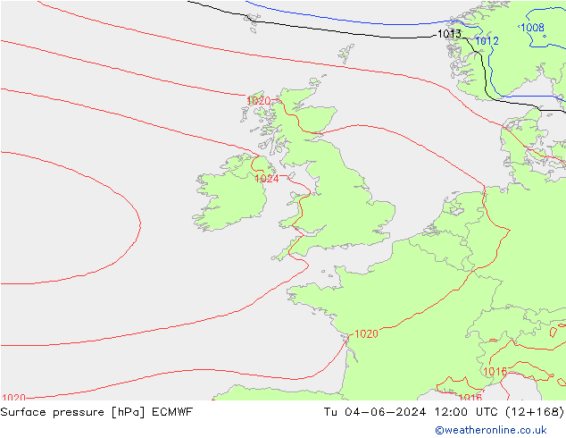 Luchtdruk (Grond) ECMWF di 04.06.2024 12 UTC