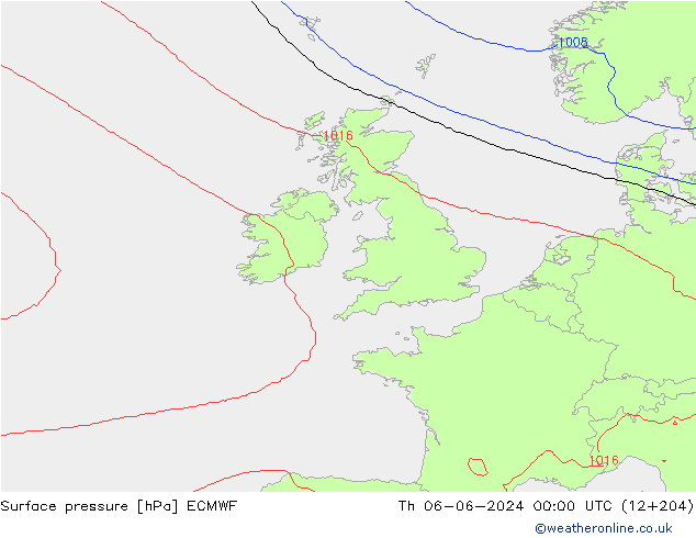 Luchtdruk (Grond) ECMWF do 06.06.2024 00 UTC