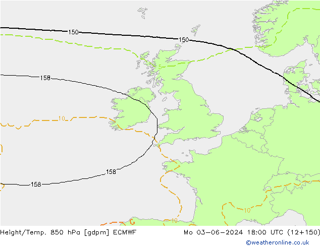 Height/Temp. 850 hPa ECMWF  03.06.2024 18 UTC