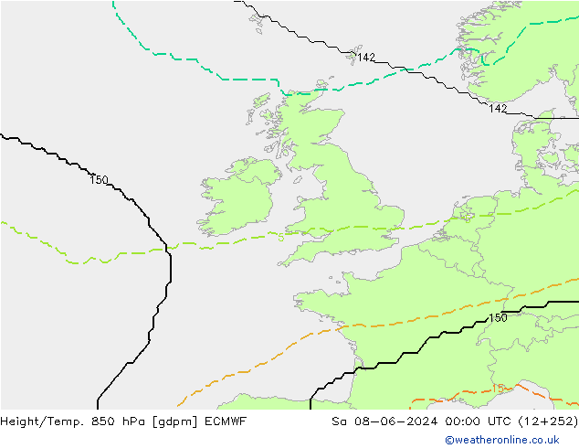 Height/Temp. 850 гПа ECMWF сб 08.06.2024 00 UTC