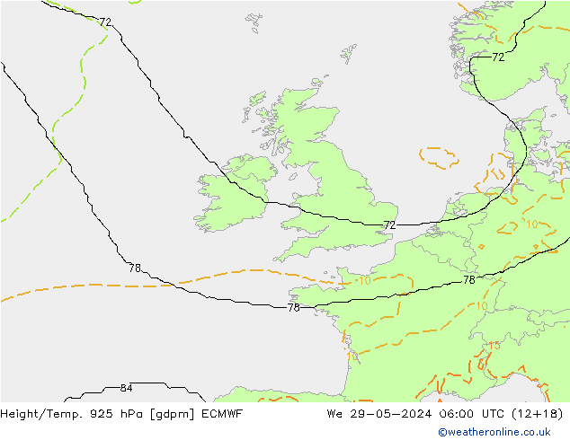 Height/Temp. 925 hPa ECMWF St 29.05.2024 06 UTC