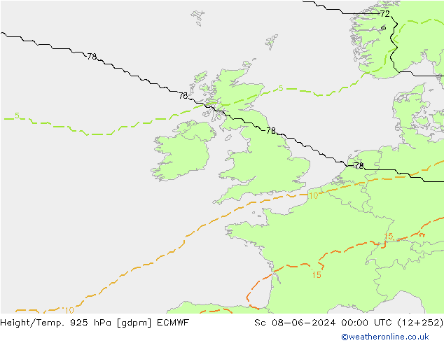 Geop./Temp. 925 hPa ECMWF sáb 08.06.2024 00 UTC