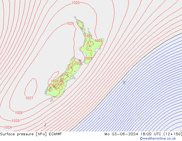 Luchtdruk (Grond) ECMWF ma 03.06.2024 18 UTC