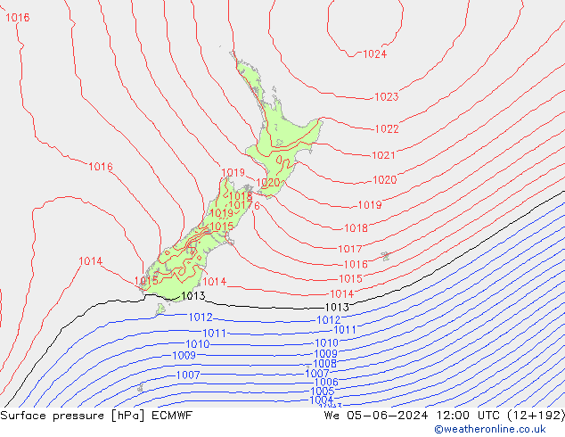 Surface pressure ECMWF We 05.06.2024 12 UTC