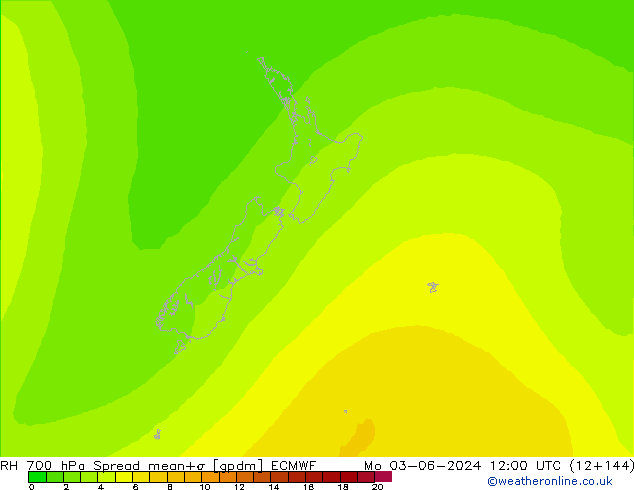 RH 700 hPa Spread ECMWF Po 03.06.2024 12 UTC