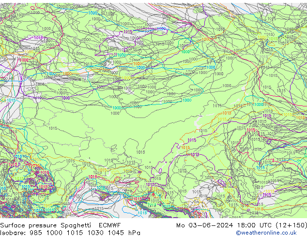 Pressione al suolo Spaghetti ECMWF lun 03.06.2024 18 UTC