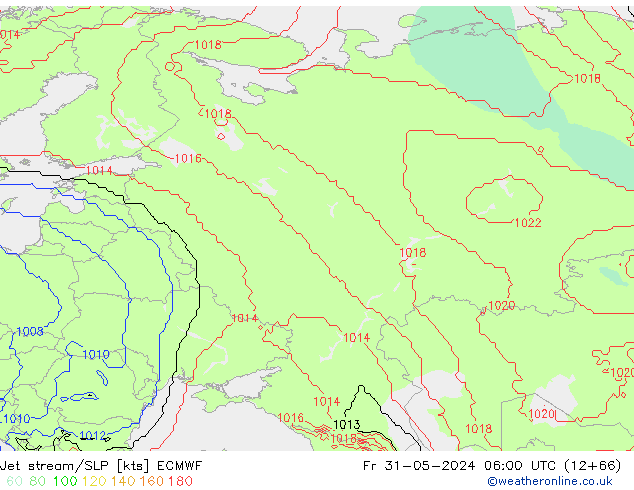 Jet stream/SLP ECMWF Fr 31.05.2024 06 UTC