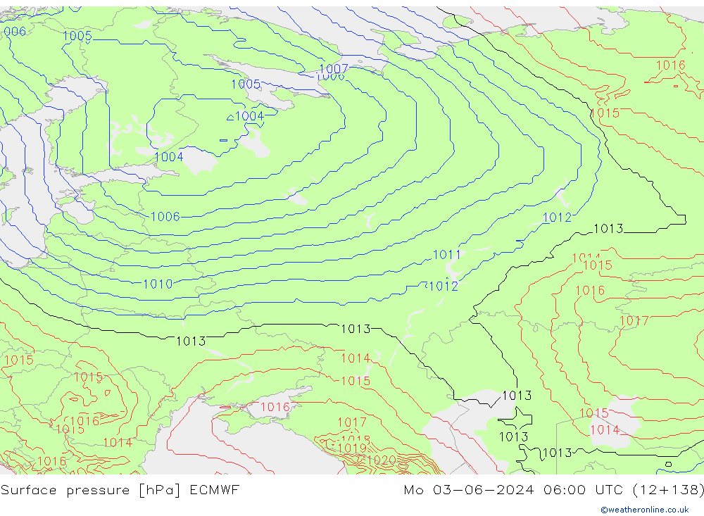 Yer basıncı ECMWF Pzt 03.06.2024 06 UTC