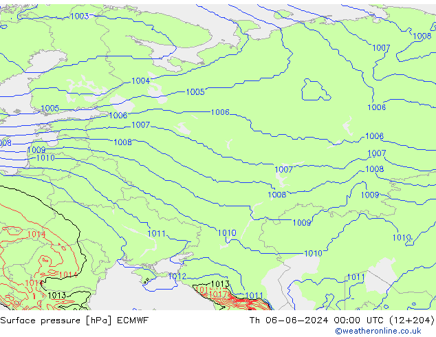 Bodendruck ECMWF Do 06.06.2024 00 UTC