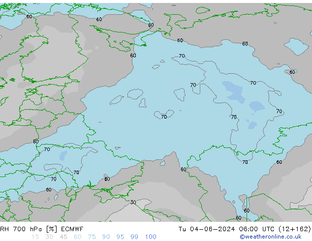 Humedad rel. 700hPa ECMWF mar 04.06.2024 06 UTC
