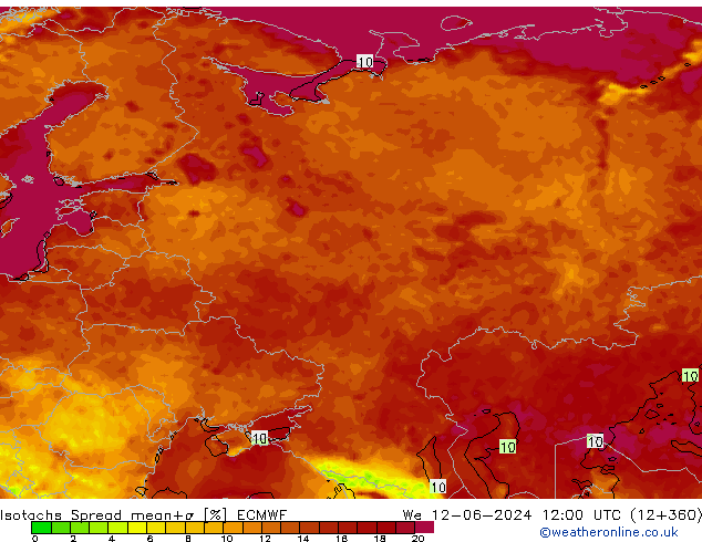 Isotachen Spread ECMWF wo 12.06.2024 12 UTC