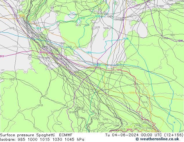 Surface pressure Spaghetti ECMWF Tu 04.06.2024 00 UTC