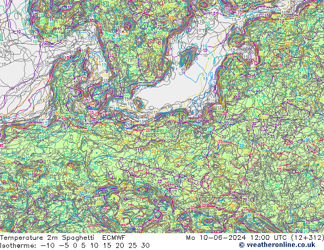 Temperaturkarte Spaghetti ECMWF Mo 10.06.2024 12 UTC