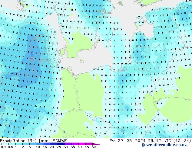 Yağış (6h) ECMWF Çar 29.05.2024 12 UTC