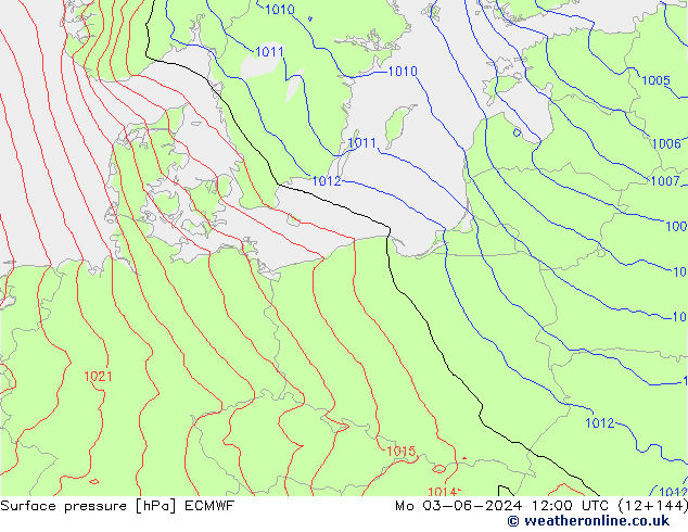 приземное давление ECMWF пн 03.06.2024 12 UTC