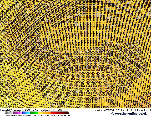 Height/Temp. 850 hPa ECMWF Ne 02.06.2024 12 UTC