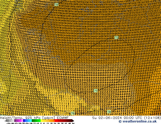 Height/Temp. 925 hPa ECMWF Ne 02.06.2024 00 UTC