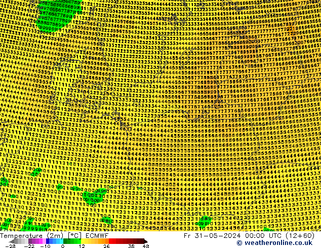 карта температуры ECMWF пт 31.05.2024 00 UTC