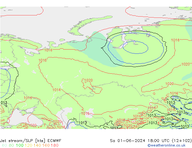 Jet stream/SLP ECMWF So 01.06.2024 18 UTC