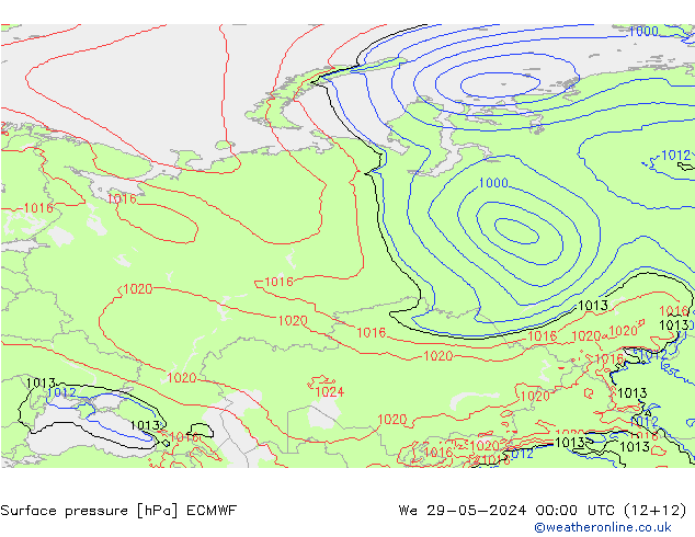 pression de l'air ECMWF mer 29.05.2024 00 UTC