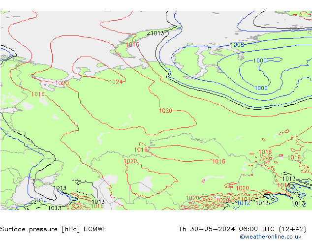 Bodendruck ECMWF Do 30.05.2024 06 UTC