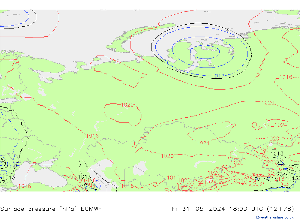 Surface pressure ECMWF Fr 31.05.2024 18 UTC