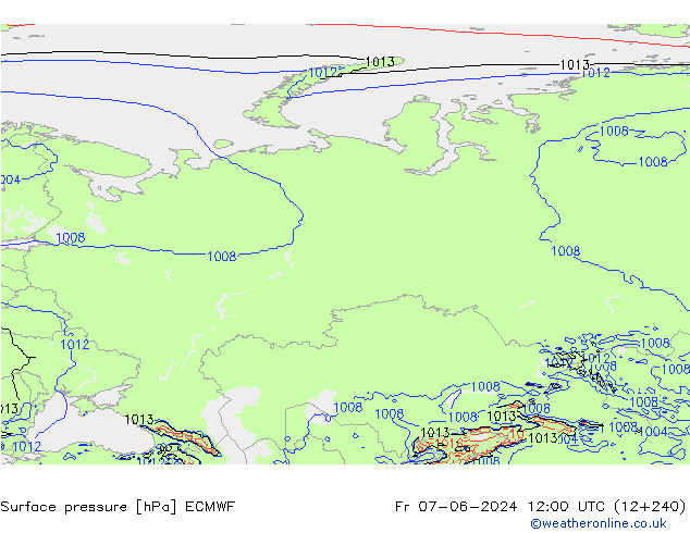 Surface pressure ECMWF Fr 07.06.2024 12 UTC