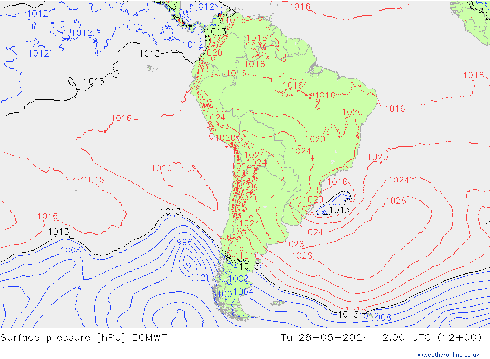 Surface pressure ECMWF Tu 28.05.2024 12 UTC