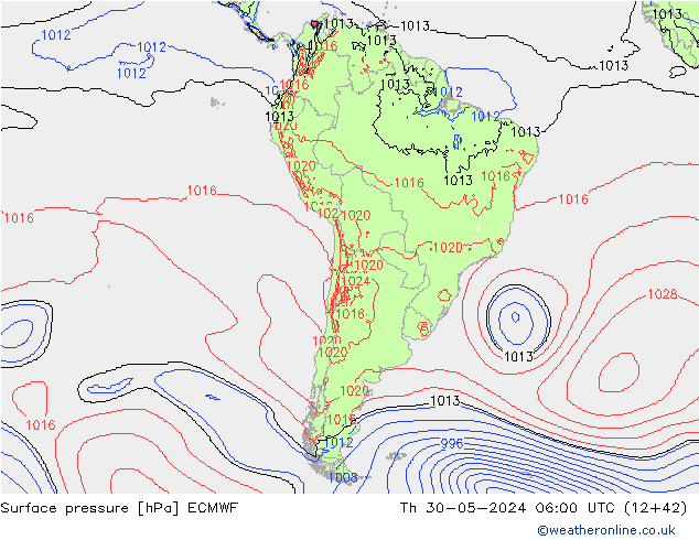 Surface pressure ECMWF Th 30.05.2024 06 UTC