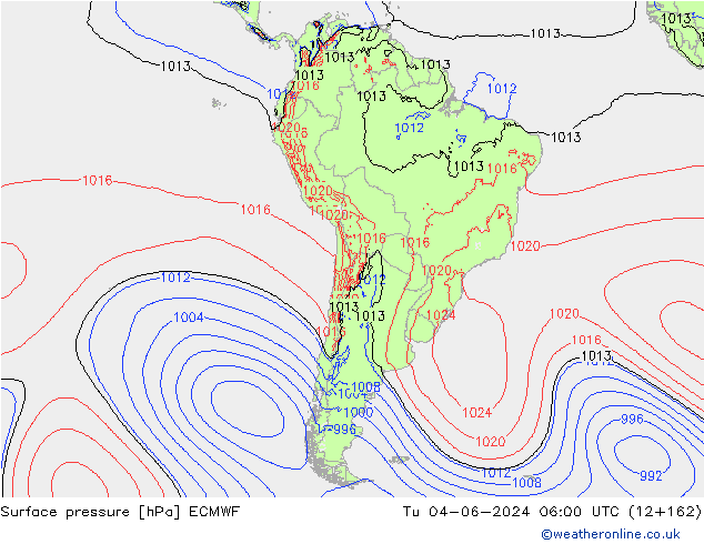 Surface pressure ECMWF Tu 04.06.2024 06 UTC